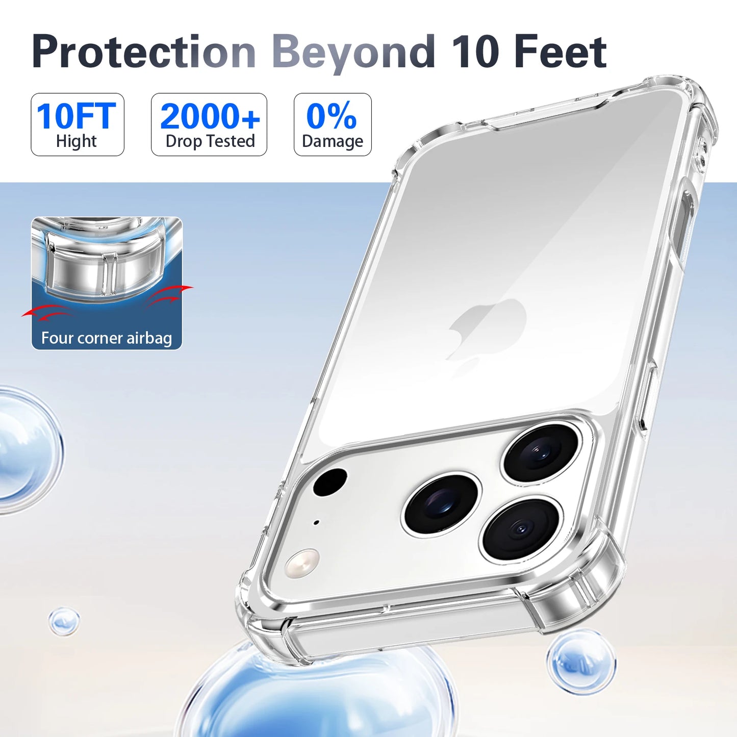 Luxury Transparent Anti-Shock Case for iPhone 17/16/15 Pro Max Air Cover