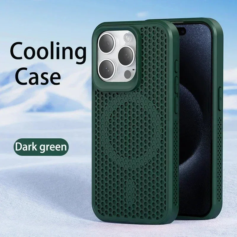 Cooling Magnetic Case for iPhone 16/15 Pro Max Plus – MagSafe Compatible
