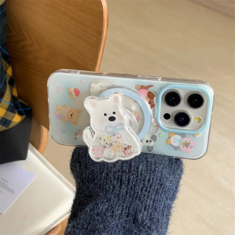 Cute Magnetic Stand Case with Card Holder for iPhone 15/16