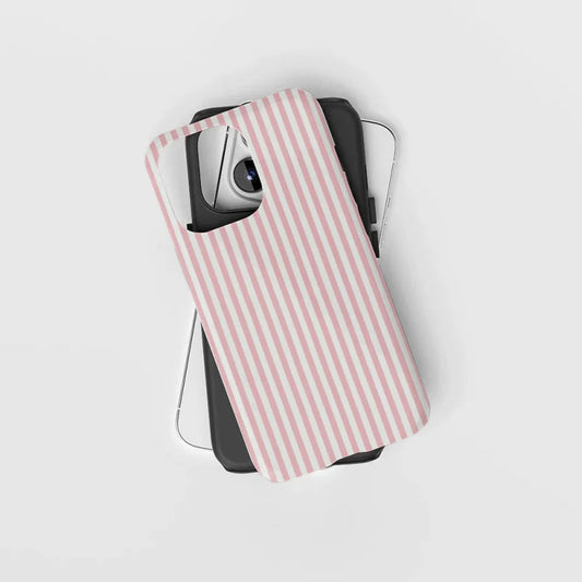Thin Pink and White Stripes Phone Case for iPhone 16 Pro Max 15 14 13 12 XR 7 Plus