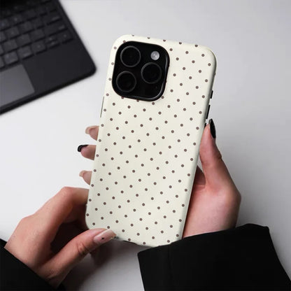 Classic White Polka Dots 2-in-1 Tough Glossy Phone Case for iPhone 17–7 Plus XR