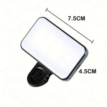 Mini Rechargeable Selfie Light with 3 Modes, Clip-On LED for Phones & PCs