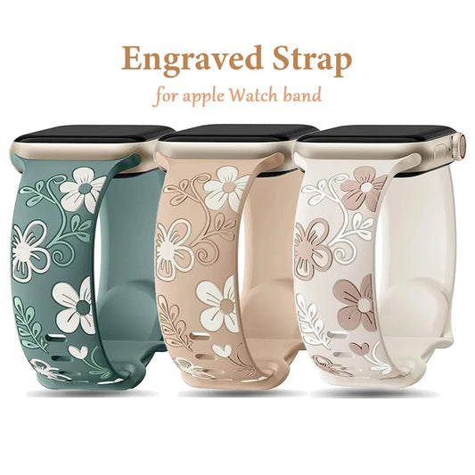 Engraved Silicone Strap for Apple Watch Ultra 3/2 & Series 11–7 SE Band