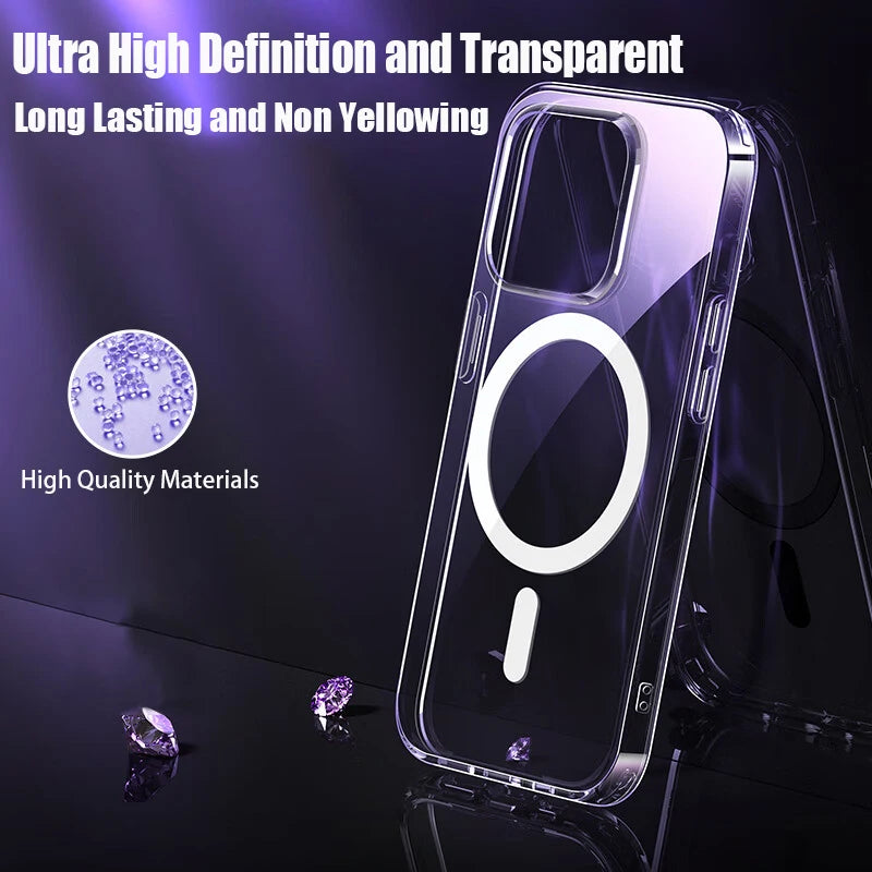 Clear Magnetic Soft Case for iPhone 15 14 13 12 11 Pro Max 7 8 XR XS