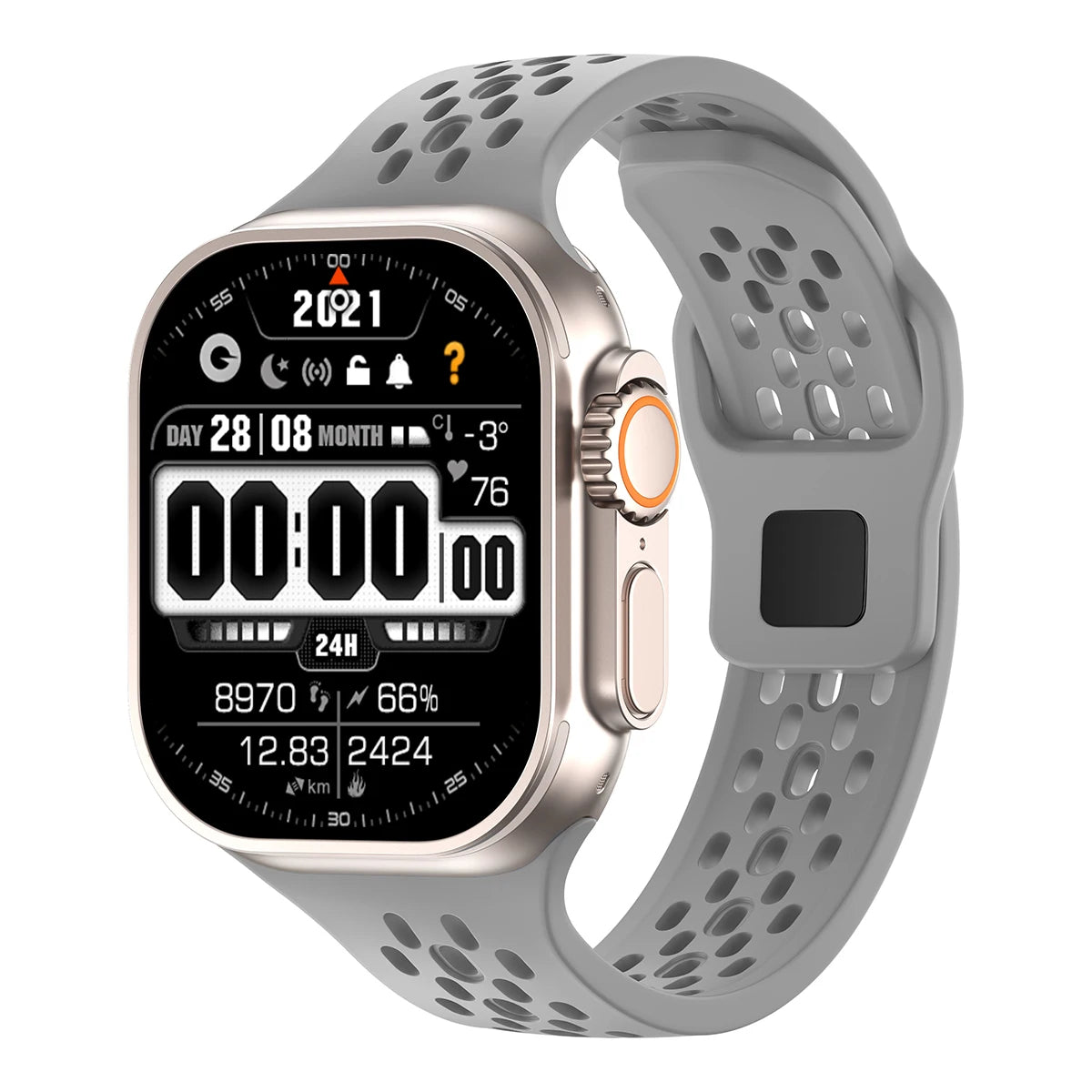 Silicone Sport Band for Apple Watch 3–Ultra, 38–49mm, Series 3–10 Adjustable Strap