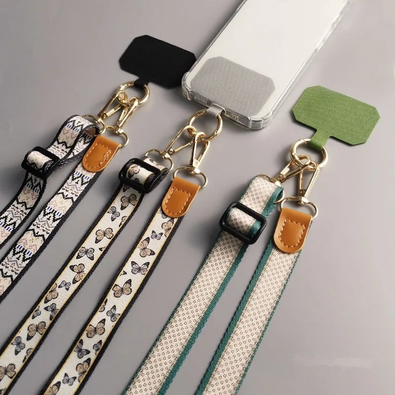 Wide Printed Crossbody Phone Strap – Adjustable Anti-Theft Lanyard