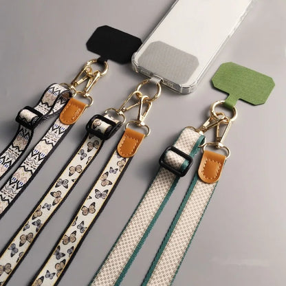 Wide Printed Crossbody Phone Strap – Adjustable Anti-Theft Lanyard