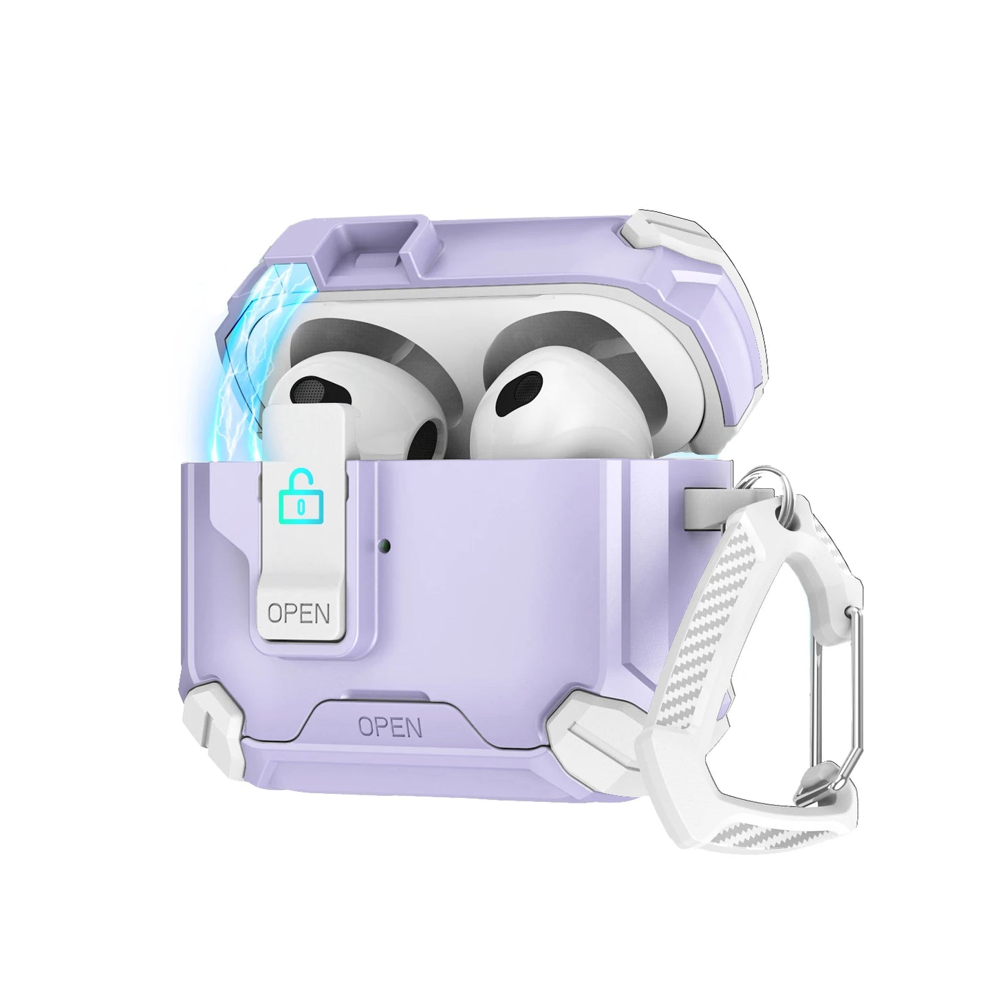 Secure Lock Shockproof Case for AirPods 1/2/3/4 Pro with Hook & Holder