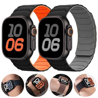Magnetic Silicone Strap for Apple Watch Ultra 2 & Series 10/SE/9/8/7 – All Sizes