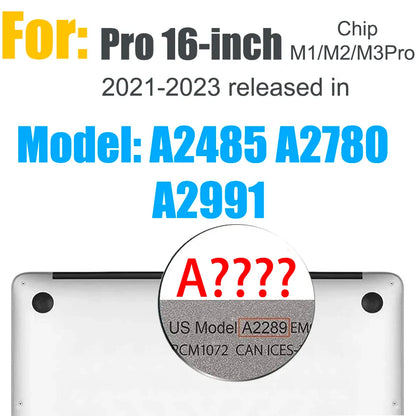 Crystal Clear Hard Case for MacBook Air/Pro 13–16" (All Models Listed)