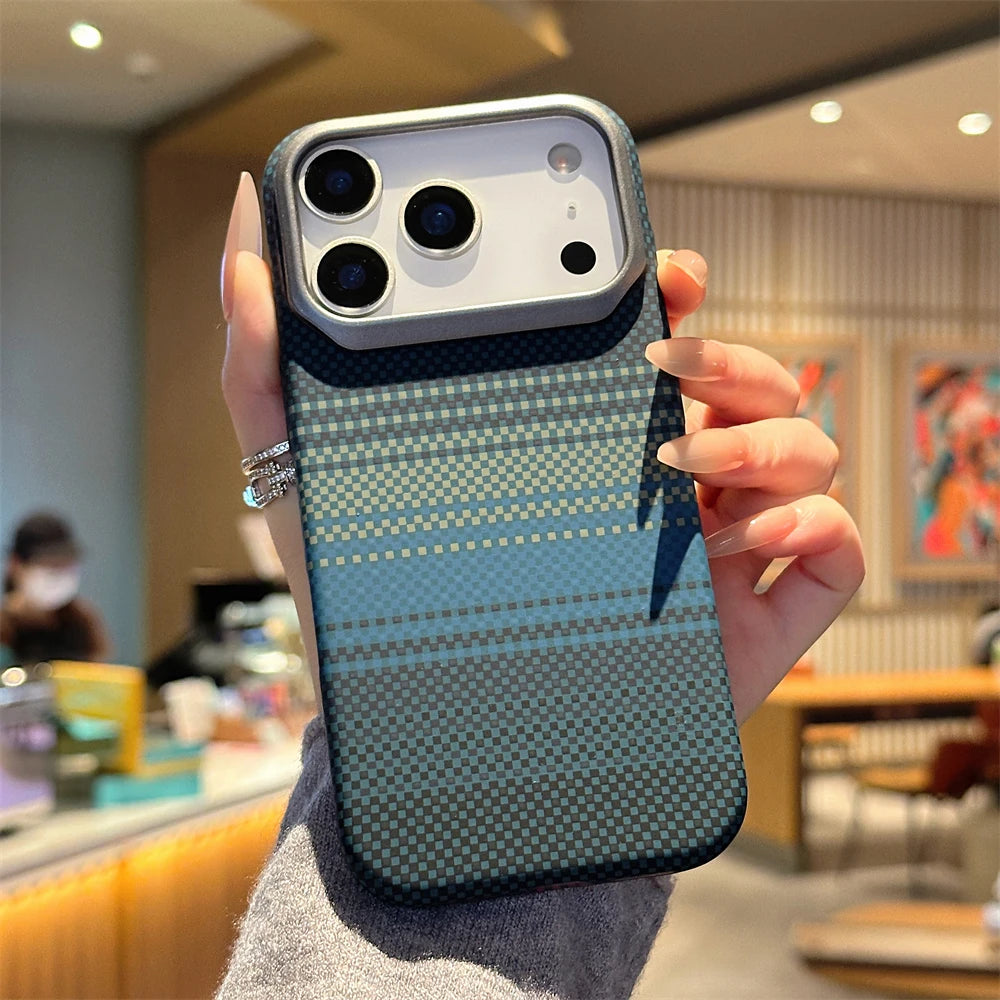 Colorful Carbon Fiber Matte Case for iPhone 14 Plus 13 12 Pro Max Slim Cover