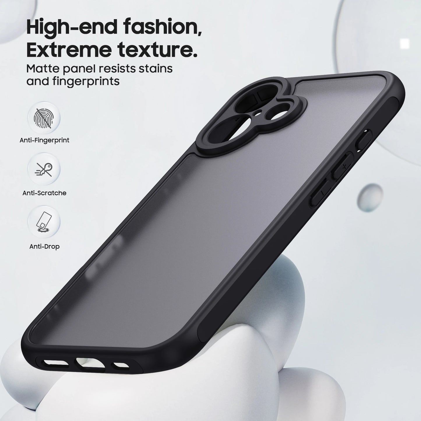 Matte Translucent Black Case for iPhone 16 15 14 13 12 11 XR 12 Mini Cover