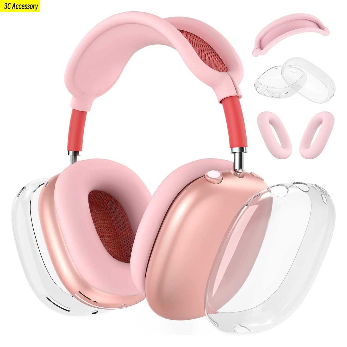 2024 3-in-1 Silicone Case for AirPods Max – Soft Ear Cup Scratch Cover