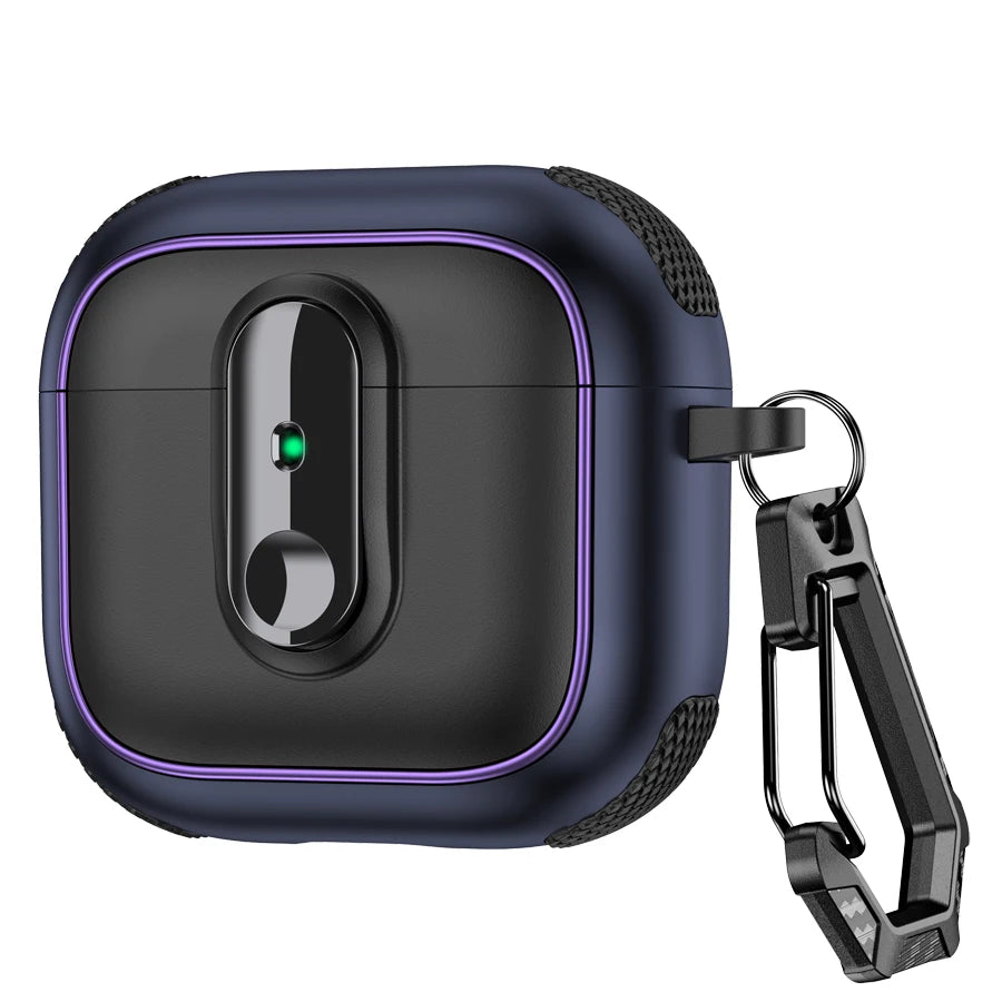 Armor Locking Earphone Case for AirPods 2/3/Pro/4 with Purple Stripes