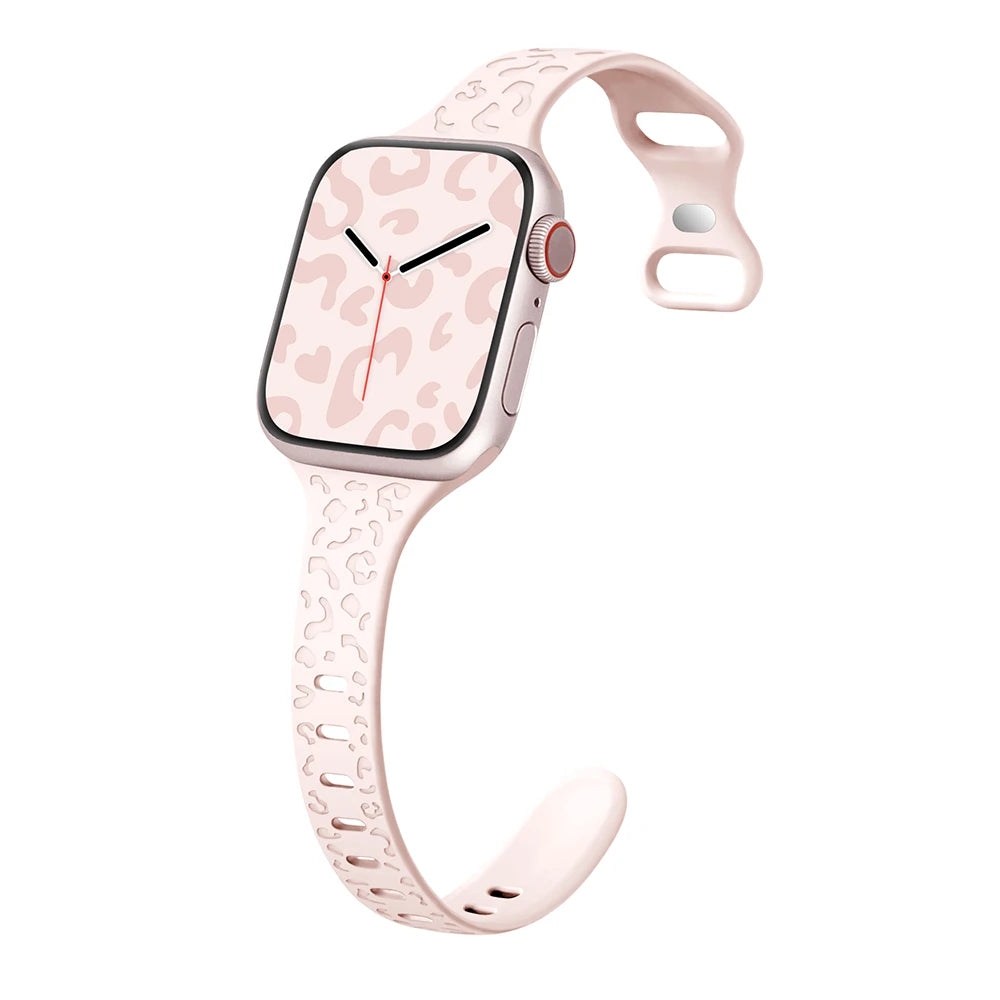 Engraved Slim Silicone Band for Apple Watch Series 9/8/7/6/SE/Ultra