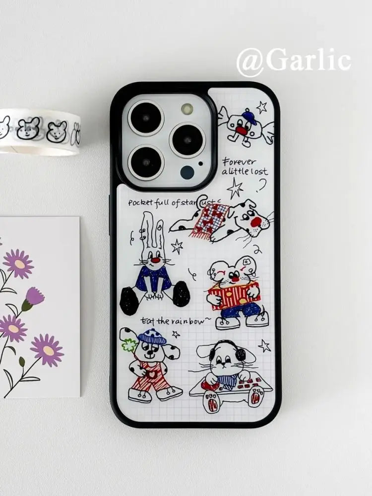 Korean INS Cute Pet Y2K Phone Case for iPhone 16 15 14 13 12 11 Pro Max