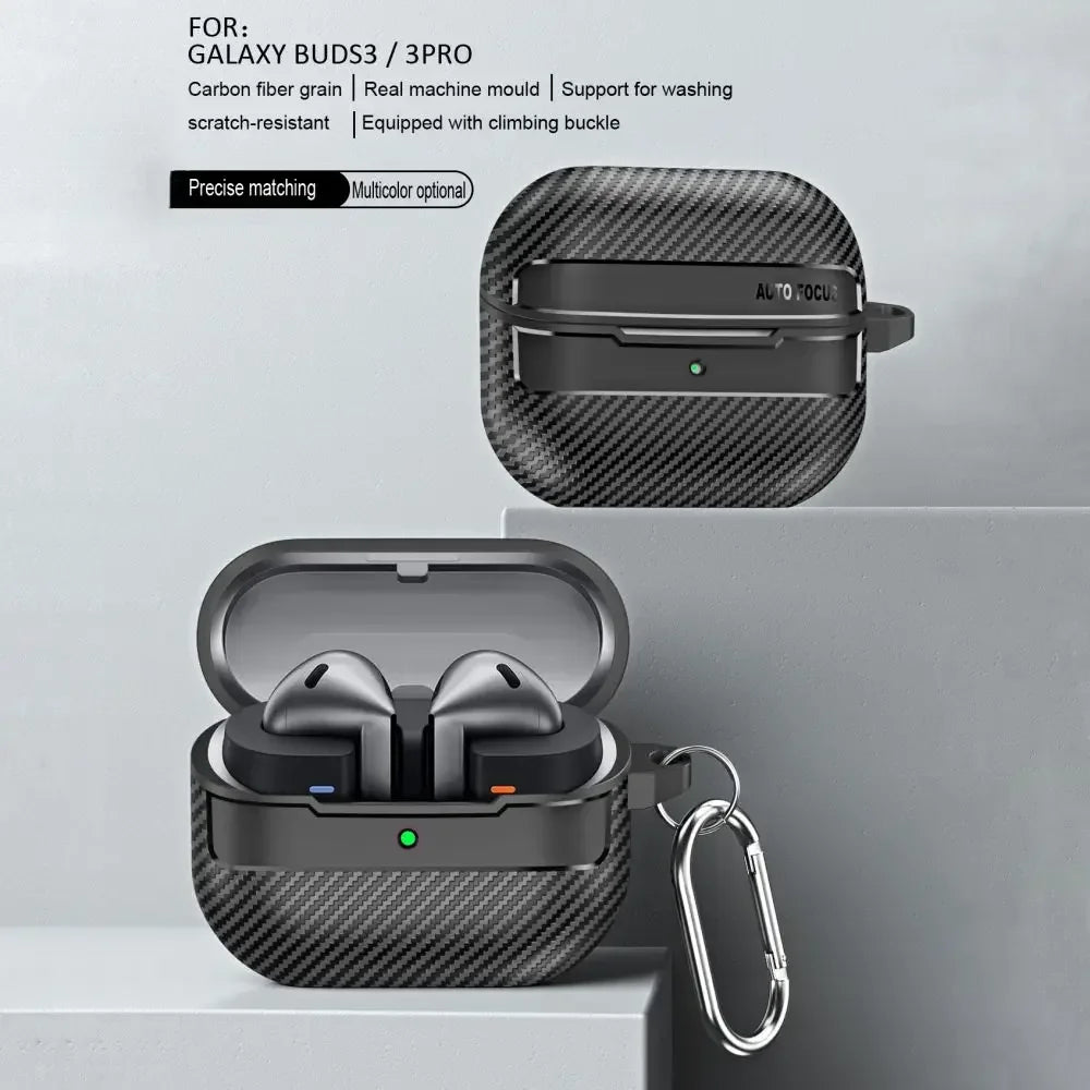 Shockproof Carbon Fiber Case for Galaxy Buds 3 / Buds3 Pro – Soft Silicone Cover