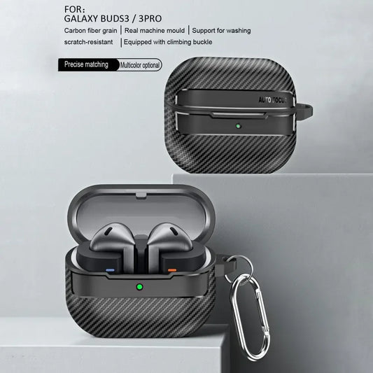 Shockproof Carbon Fiber Case for Galaxy Buds 3 / Buds3 Pro – Soft Silicone Cover