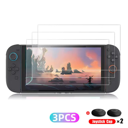 Tempered Glass Screen Protector for Nintendo Switch 2 + Joystick Cap Accessories