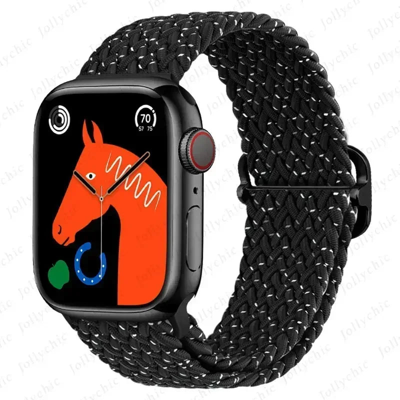 Braided Solo Loop for Apple Watch Ultra & Series 10–7 SE Elastic Band
