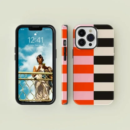 Bicolored Stripes Magnetic Case for iPhone 16–11 | 2-in-1 Acrylic TPU Cover