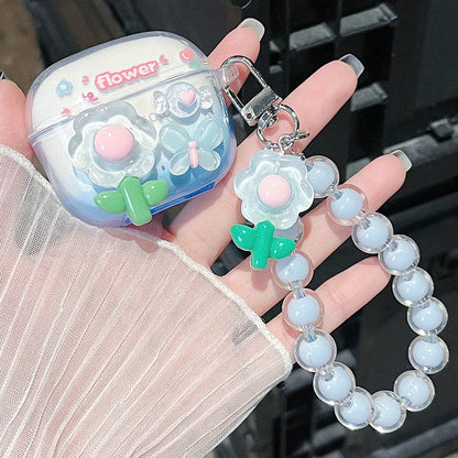 Korean Floral TPU Case for Lenovo LP40 Pro/LP40S | Clear Cover with Beaded Charm