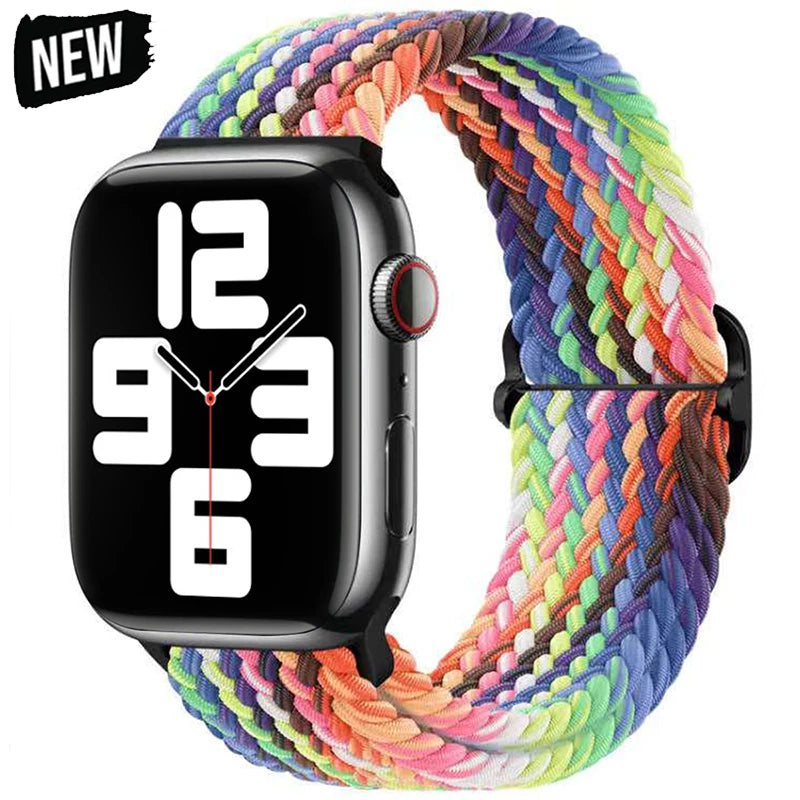 Braided Nylon Strap for Apple Watch Ultra 2/Series 10–4 Adjustable Band