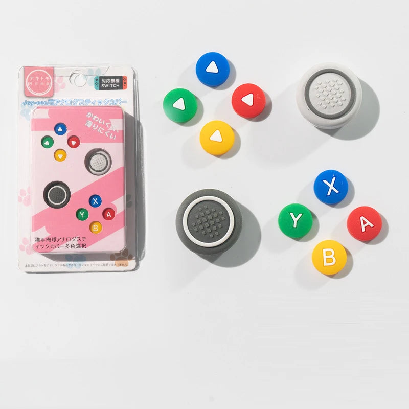 Silicone D-Pad & ABXY Key Stickers for Switch OLED | Joy-Con Grip Cap Set