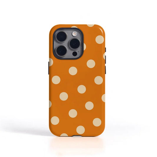 Bright Orange Polka Dots 2-in-1 Tough Glossy Phone Case for iPhone 17–7 Plus XR