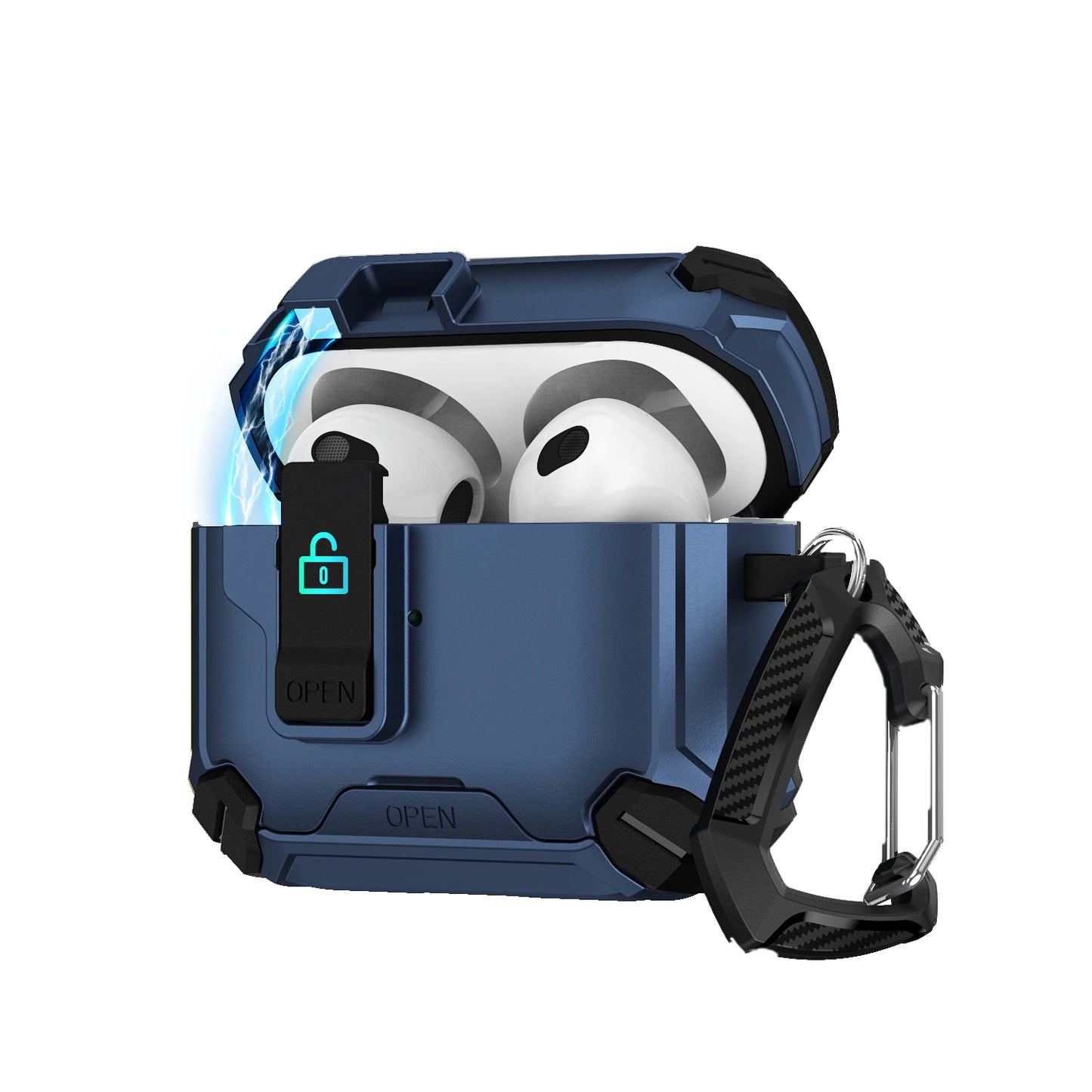 Secure Lock Shockproof Case for AirPods 1/2/3/4 Pro with Hook & Holder