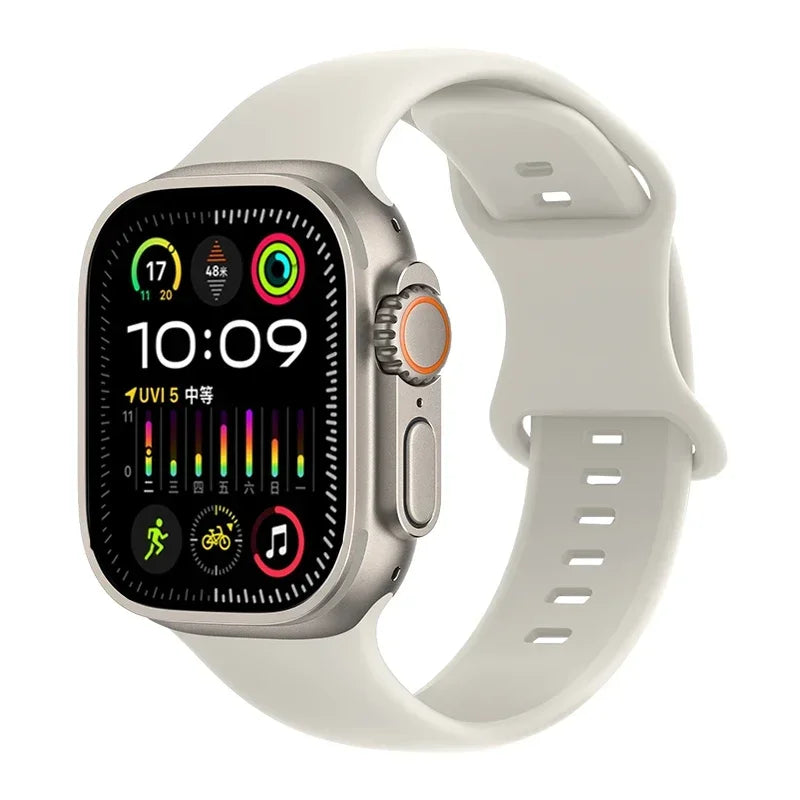Soft Silicone Waterproof Strap for Apple Watch Ultra 2 & Series 9–SE | 49–41mm