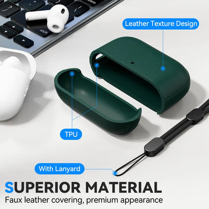 Leather Texture AirPods Pro 3 (2025) Case – Full Protection with Lanyard & Kit