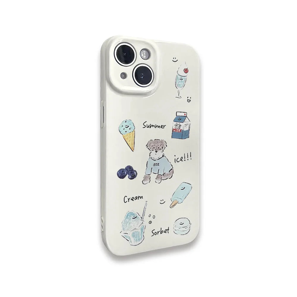 Ice Cream Puppy Acrylic TPU iPhone Case Korean Summer Style