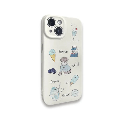 Ice Cream Puppy Acrylic TPU iPhone Case Korean Summer Style