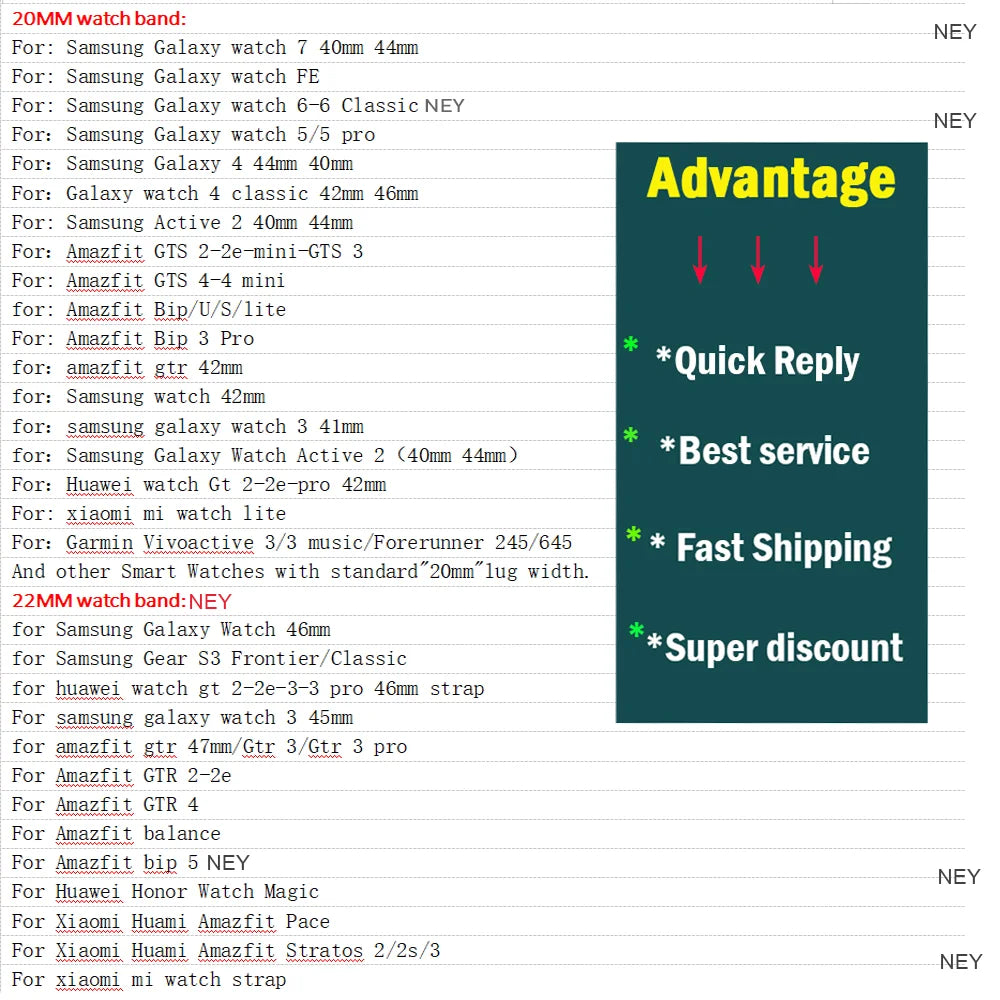 Nylon Loop Strap 20mm/22mm para Galaxy Watch 7 6 5 4 y Amazfit GTS