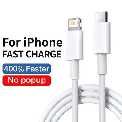 20W PD USB-C to Lightning Fast Charger Cable | For iPhone 14–X & iPad