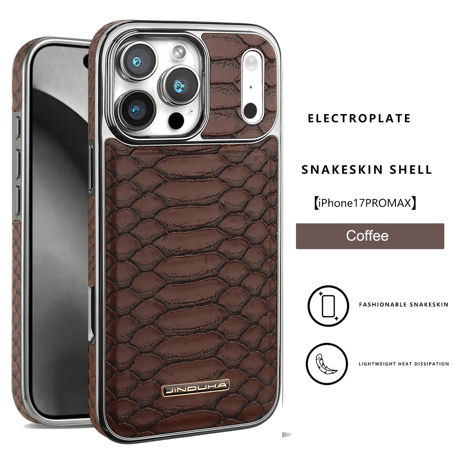 Luxury Snake-Pattern Leather Case for iPhone 17–12 | Flannel-Lined Interior