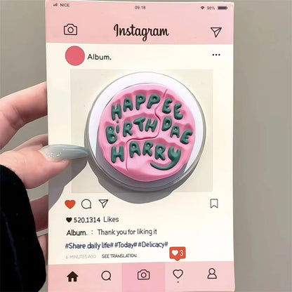 Cute Pink Magnetic Grip Stand for iPhone 17 | MagSafe Smart Holder Tok