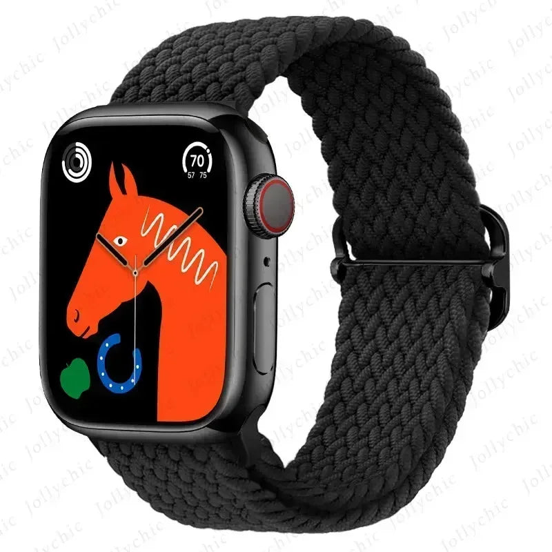 Braided Solo Loop for Apple Watch Ultra & Series 10–7 SE Elastic Band