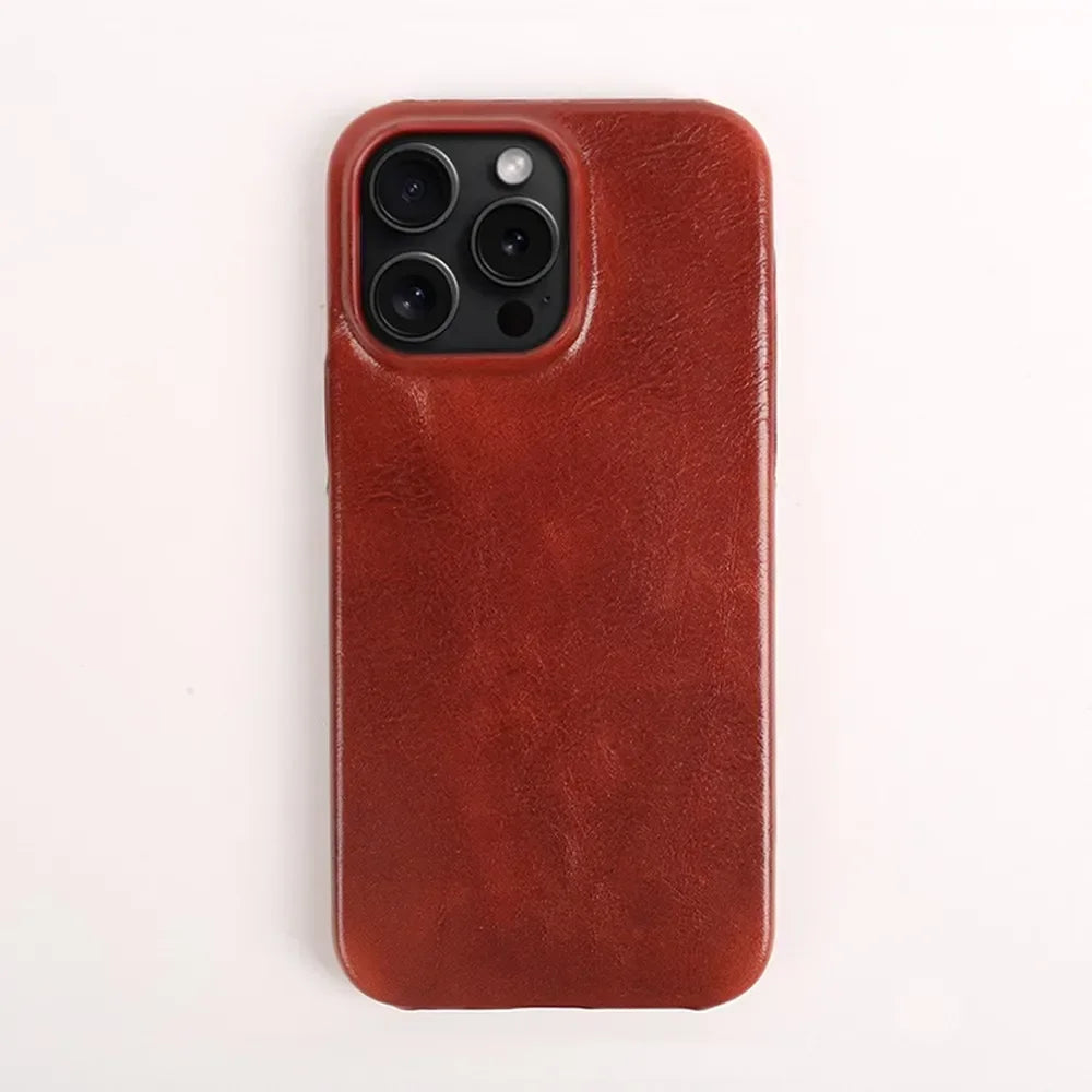 Business Genuine Leather MagSafe Case for iPhone 11–16 Pro Max Premium Cowhide