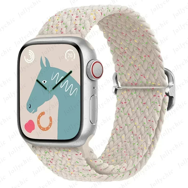 Braided Solo Loop for Apple Watch Ultra & Series 10–7 SE Elastic Band