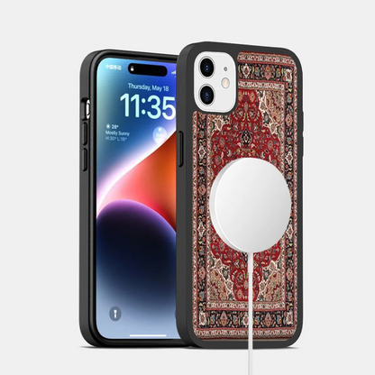 Persian Floral Pattern Magnetic Case for iPhone 14/13/12/11/15 Pro Max Mini