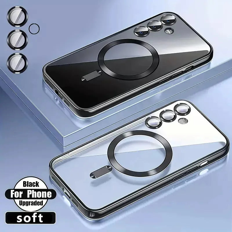 Clear Luxury Electroplated Magnetic Case for Samsung Galaxy S25 FE