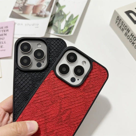 Luxury Snakeskin Leather Case for iPhone 16 / 15 / 14 / 13 / 12 / 11 Pro Max