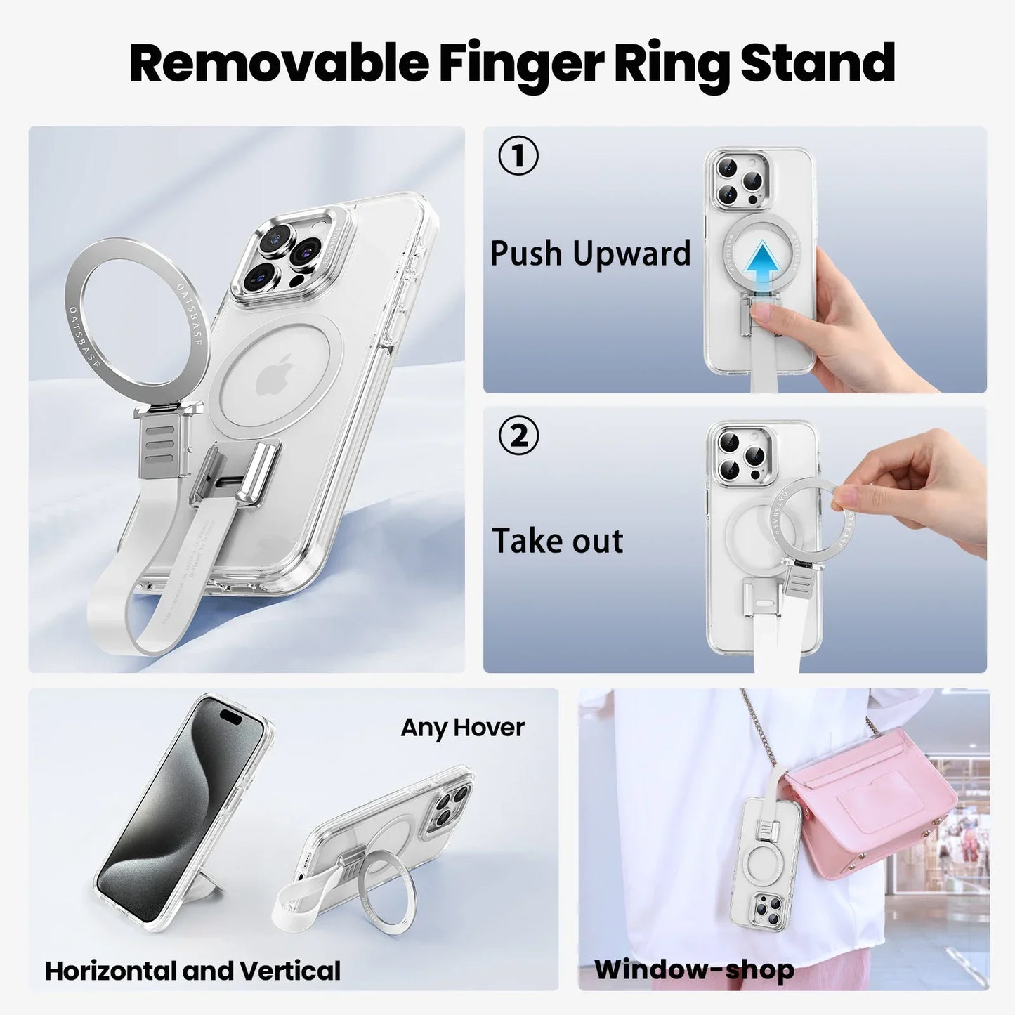 Transparent Case for iPhone 16 15 Pro Max with Lanyard & 360° Stand