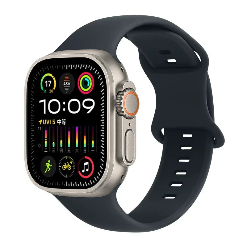 Soft Silicone Waterproof Strap for Apple Watch Ultra 2 & Series 9–SE | 49–41mm