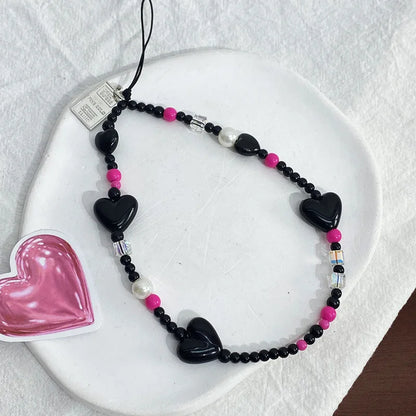 Y2K Pink Beaded Flower Butterfly Phone Charm Bracelet for iPhone