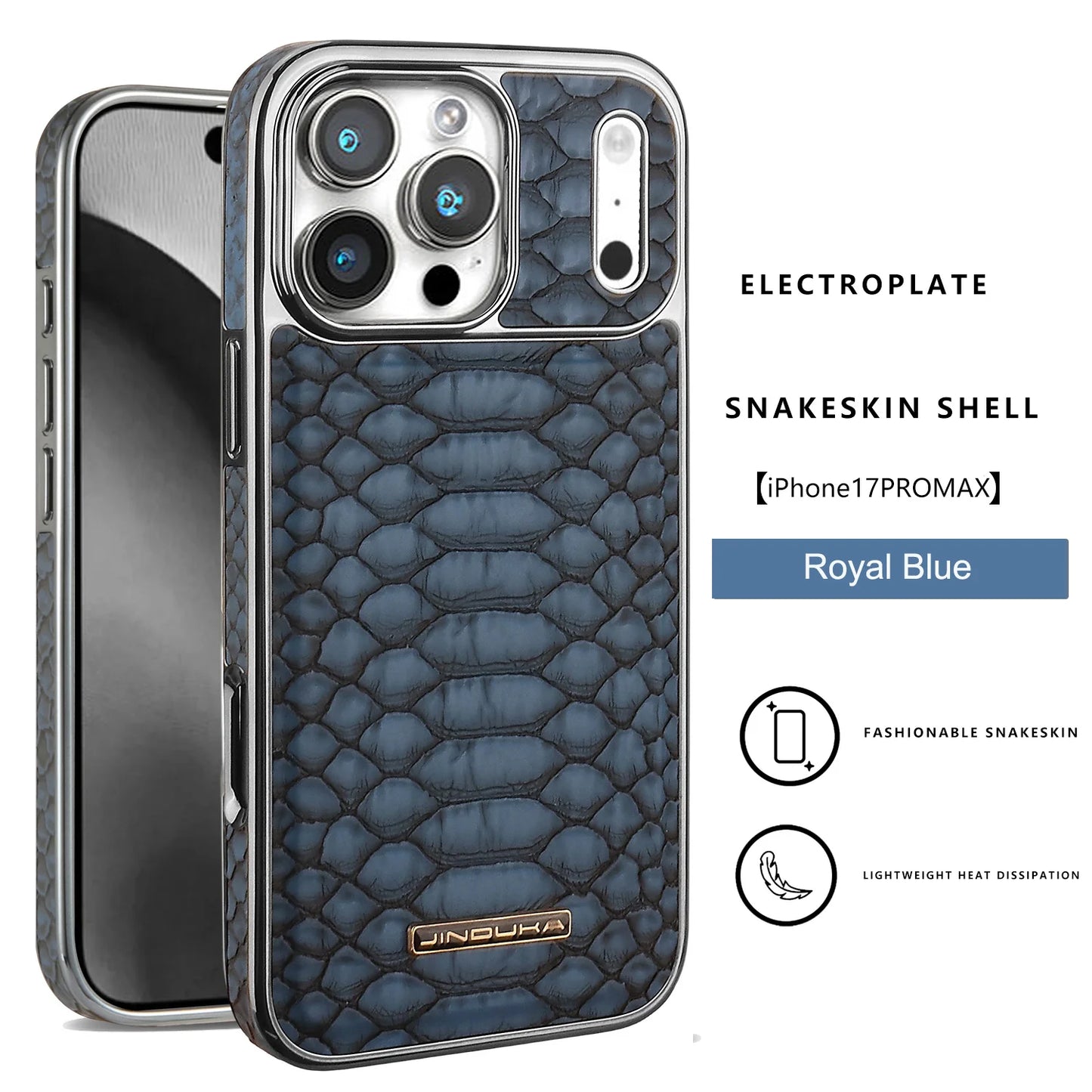 Luxury Snake-Pattern Leather Case for iPhone 17–12 | Flannel-Lined Interior