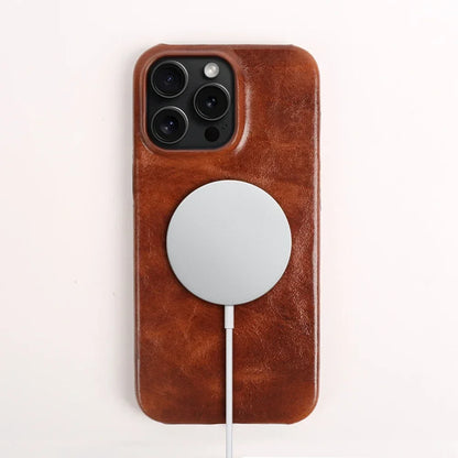 Business Genuine Leather MagSafe Case for iPhone 11–16 Pro Max Premium Cowhide
