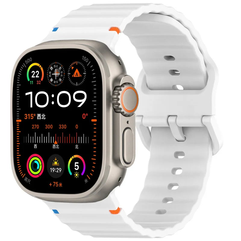 Silicone Strap for Apple Watch Ultra 2 & Series 10–6 SE, Adjustable 38–49mm Bracelet